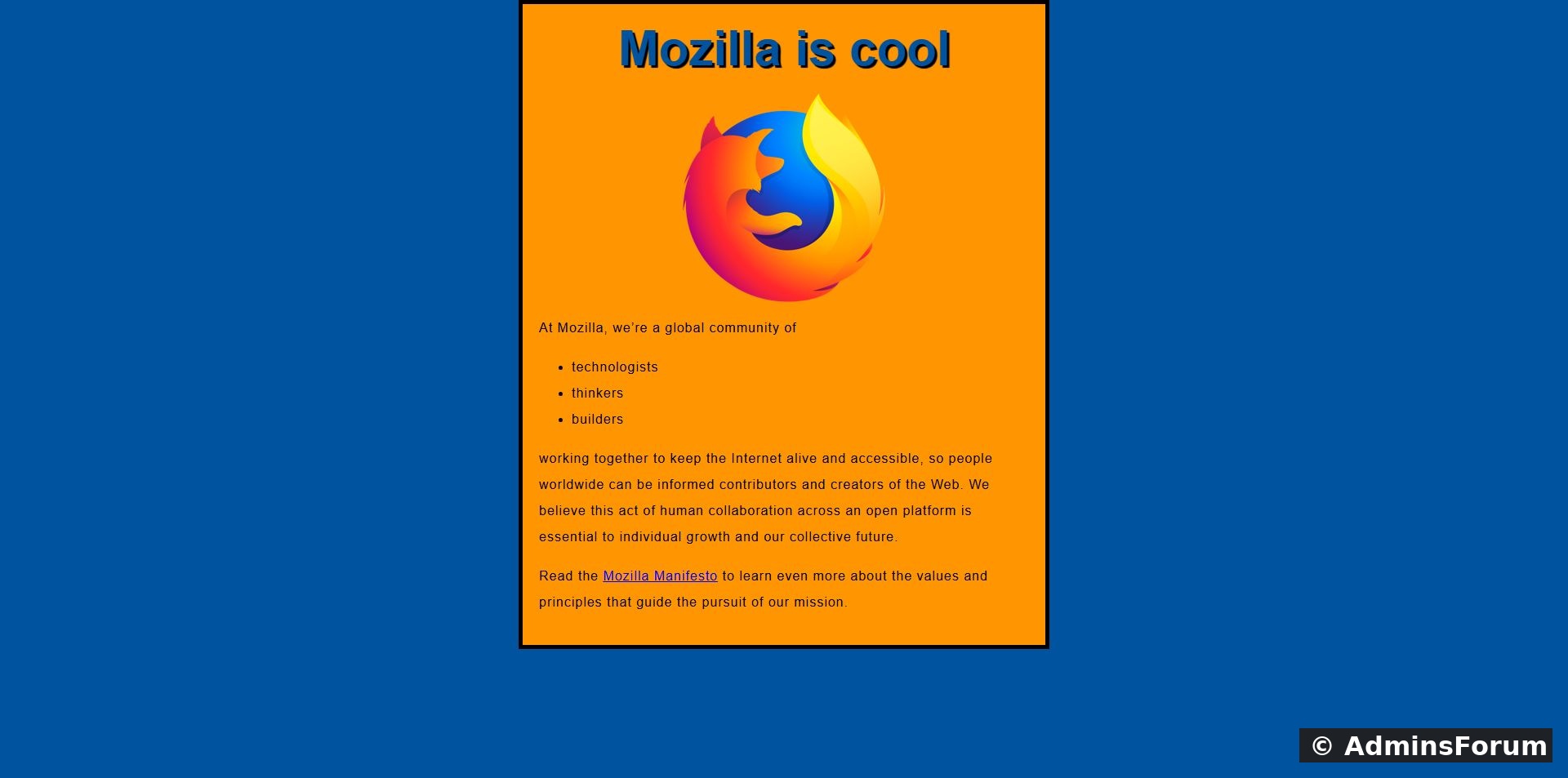 The deployed sample rendered in the browser after DNS propagation.
