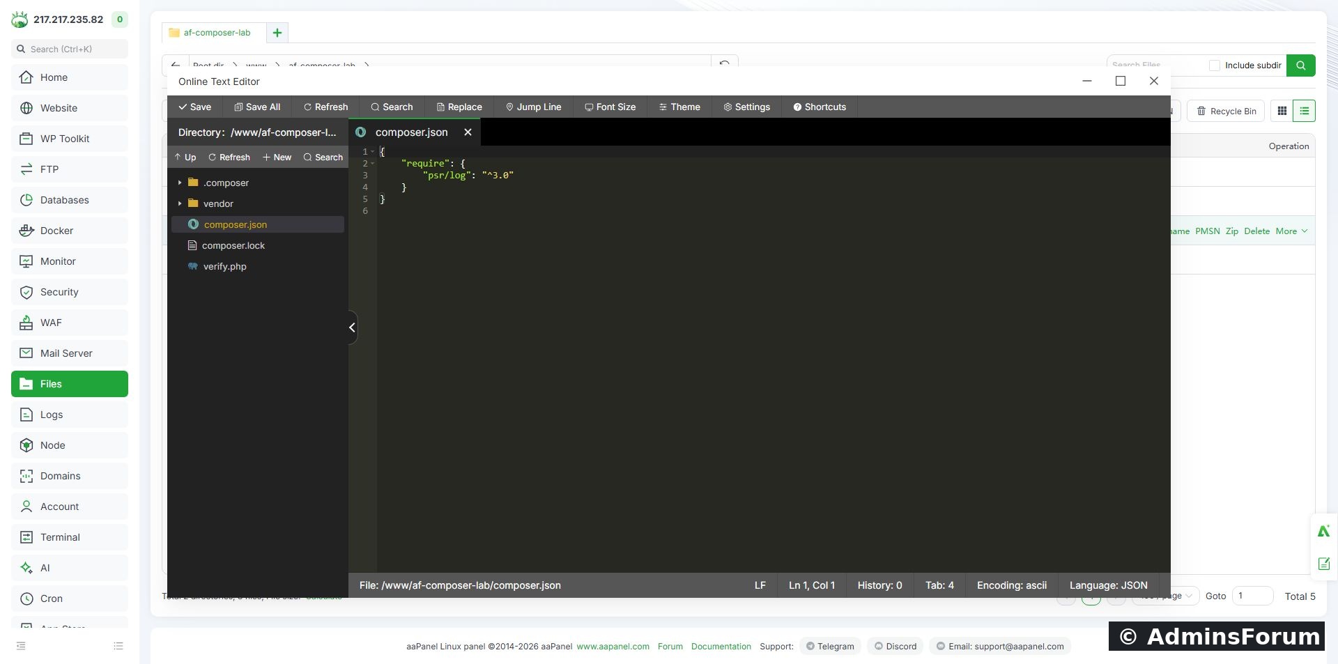 The generated dependency requirement. composer.lock records the resolved version separately.