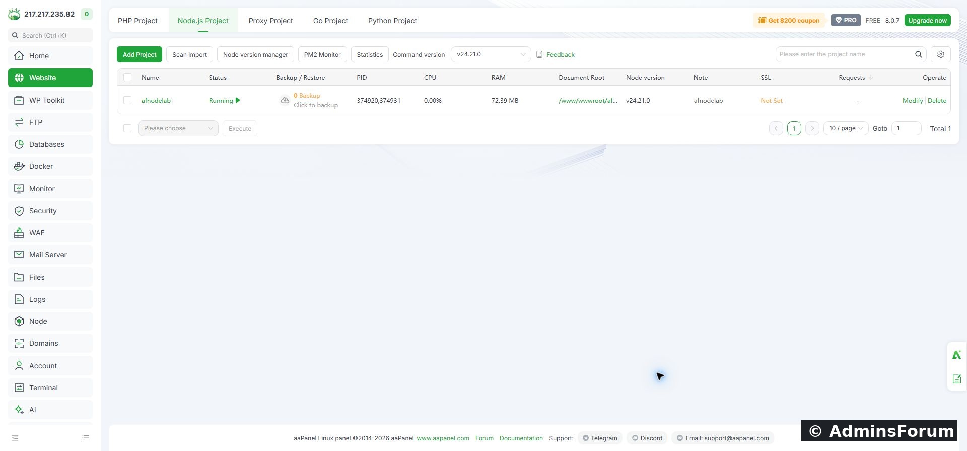 The sample project is running and shows its process IDs and memory usage.