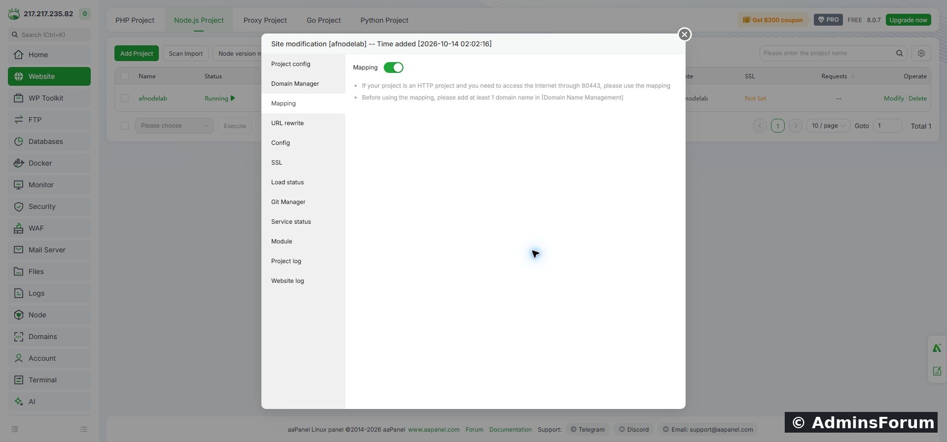 Mapping connects public web requests to the running local application.
