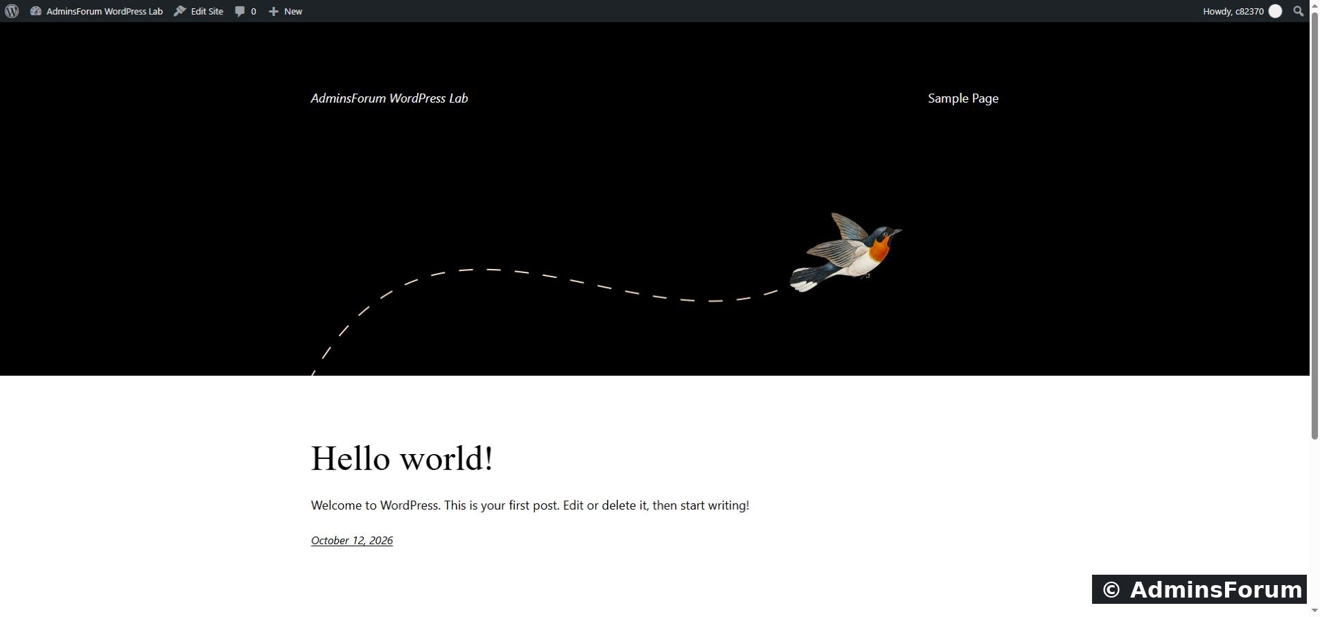 Our lab homepage after activation. The design changed and the sample content still loaded over HTTPS.