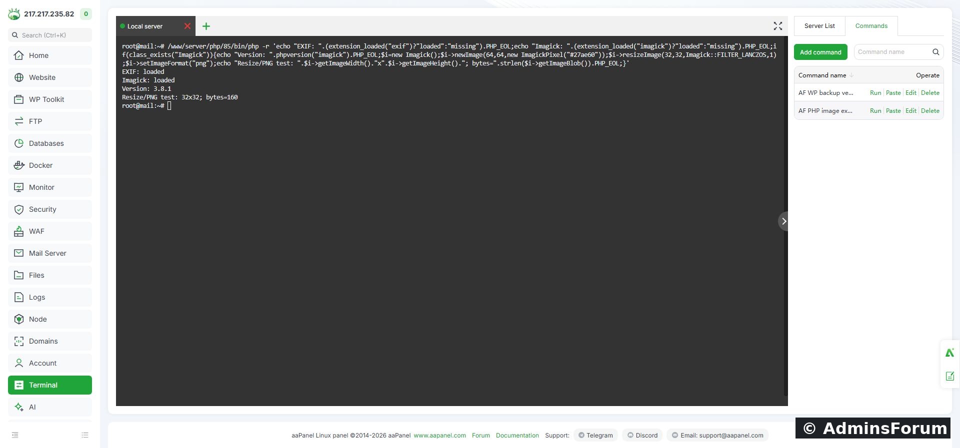 Our functional test returned 32 × 32 pixels and 160 PNG bytes.