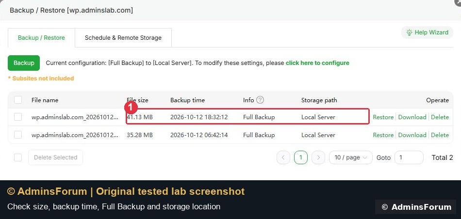 wp backup check list branded